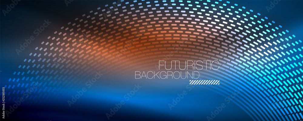 Glowing light particles in dark neon space, magic glow shiny abstract background Glowing light particles in dark neon space, magic glow shiny abstract background