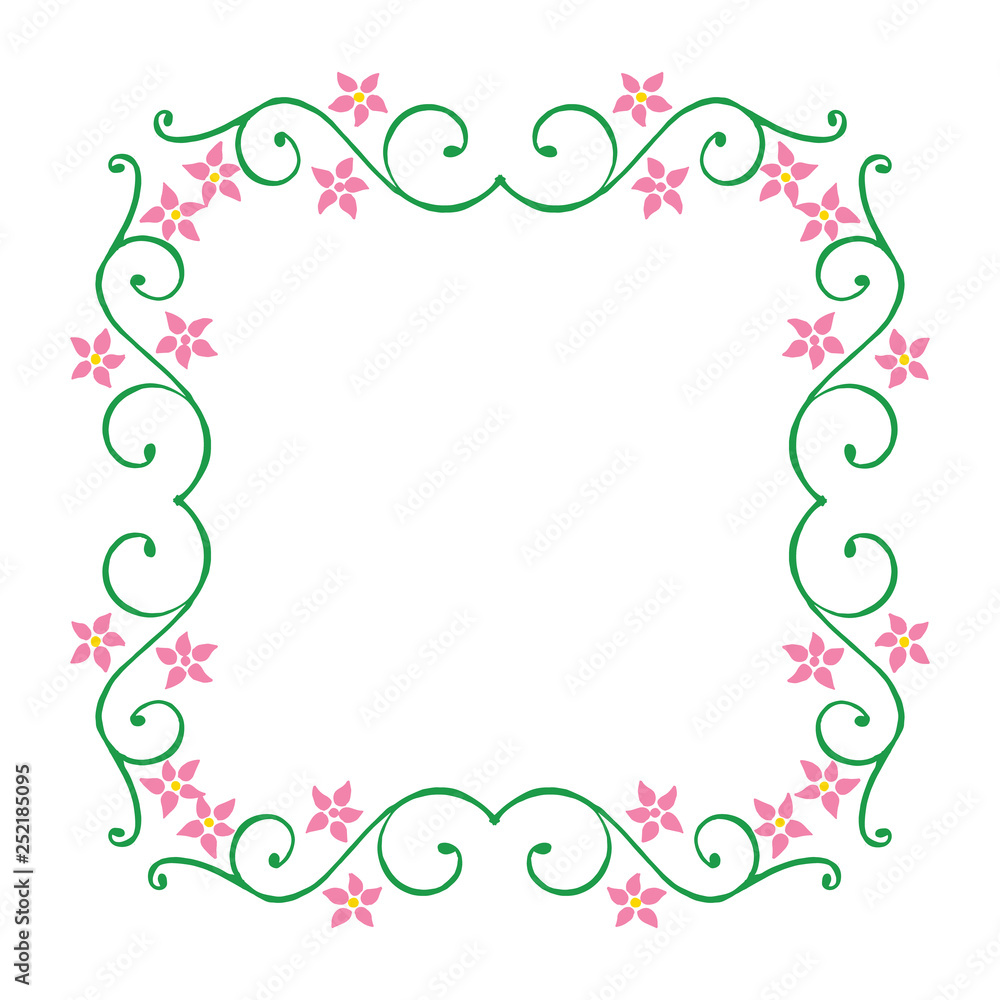 Vector illustration leaf floral frame circular hand drawn