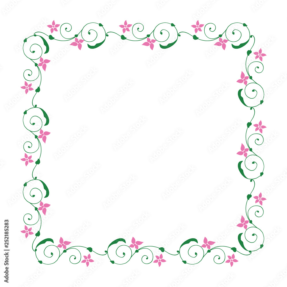 Vector illustration leaf floral frame circular hand drawn