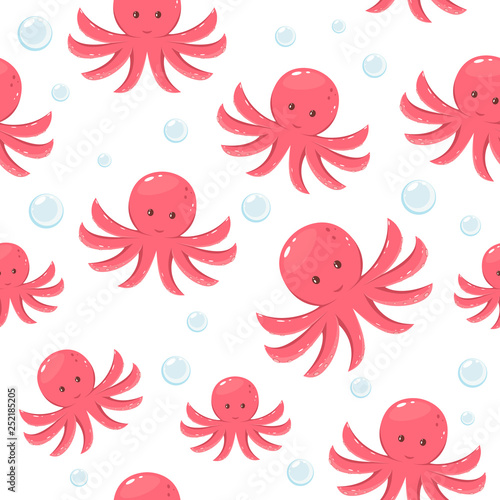 Seamless Background with Octopus