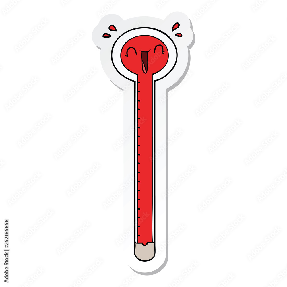 sticker of a cartoon thermometer laughing sticker of a cartoon thermometer laughing
