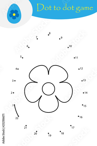 Easter egg in cartoon style, dot to dot game, coloring page, education numbers game for the development of children, kids preschool activity, printable worksheet, vector illustration
