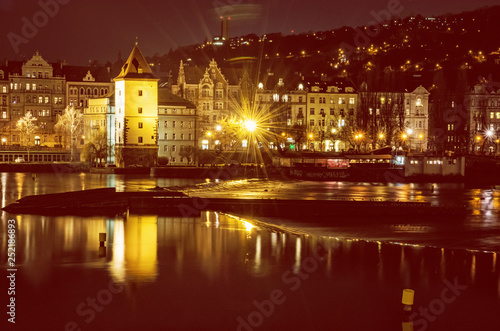 Malostranska water tower on Vltava river bank, Prague photo