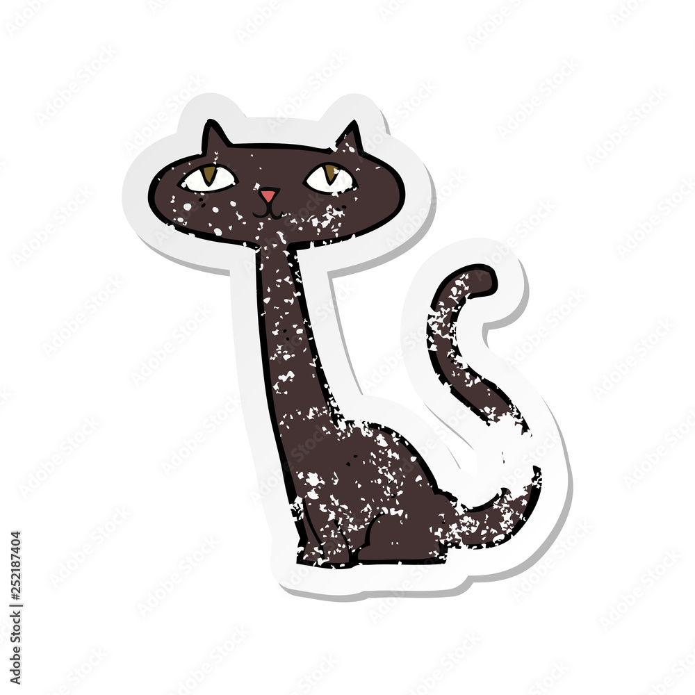 retro distressed sticker of a cartoon black cat retro distressed sticker of a cartoon black cat