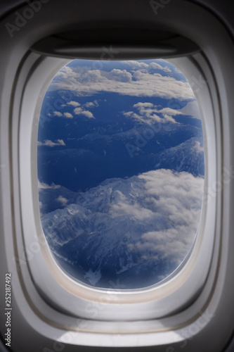 Window view form airplane, mountian 