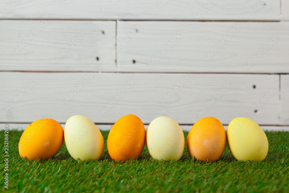 Easter eggs on green grass Easter eggs on green grass