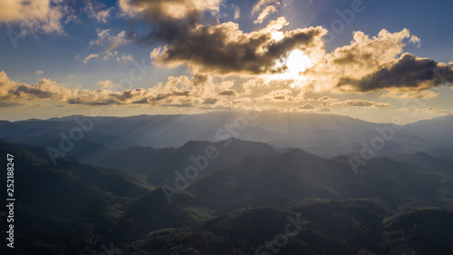 Golden sunset in the mountains landscape aerial view © Alexander Zvarich 