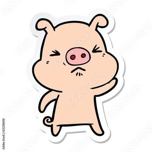 sticker of a cartoon grumpy pig