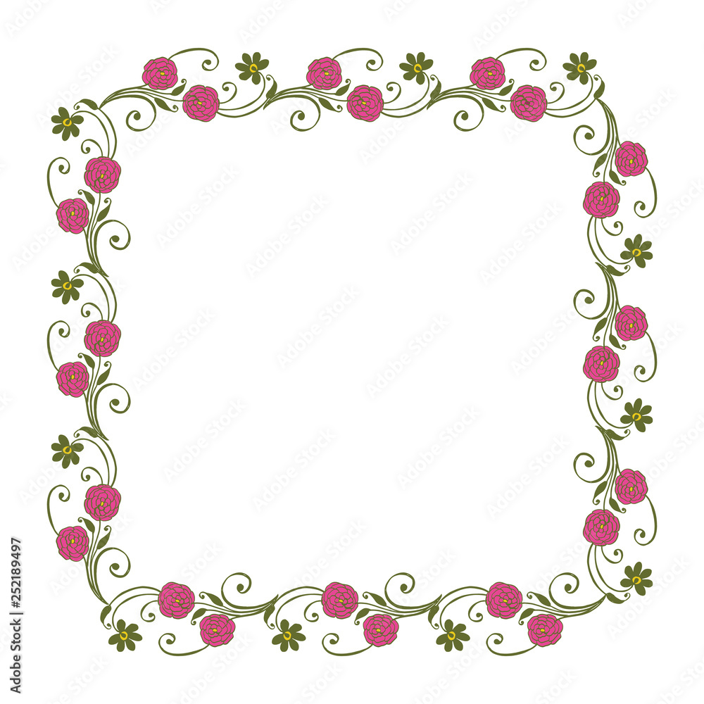 Vector illustration leaf floral frame style for card hand drawn