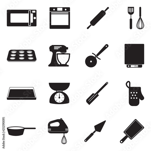 Baking Icons. Black Flat Design. Vector Illustration.