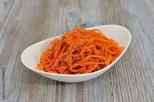Asian (korean) carrot salad with spices and garlic.