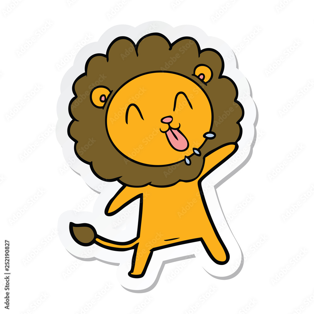 sticker of a happy cartoon lion sticker of a happy cartoon lion