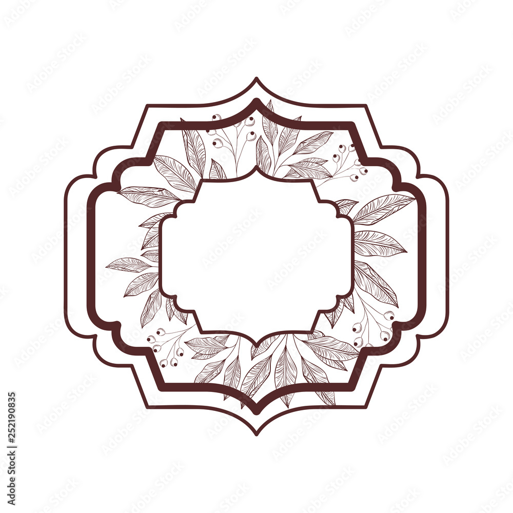 frame with plants and herbs isolated icon frame with plants and herbs isolated icon