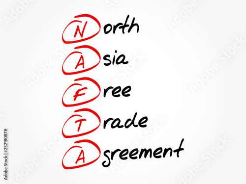 NAFTA - North Asia Free Trade Agreement acronym, business concept background