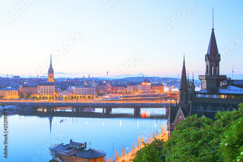 Scenic evening panorama of Stockholm, Sweden