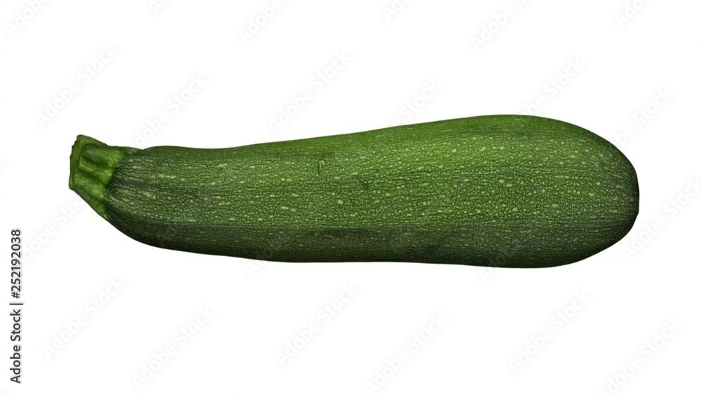 Realistic render of a rotating green zucchini on white background. The video is seamlessly looping, and the 3D object is scanned from a real zucchini. Realistic render of a rotating green zucchini on white background. The video is seamlessly looping, and the 3D object is scanned from a real zucchini.