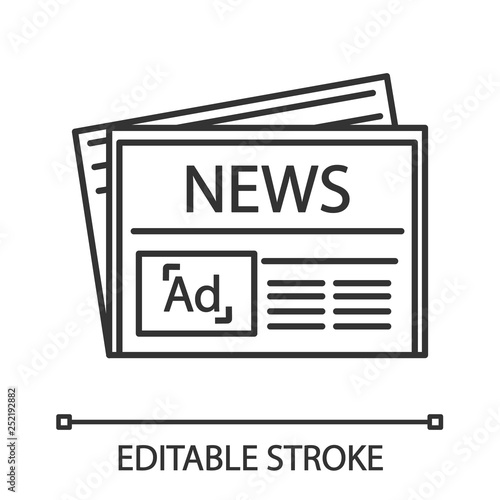 Newspaper advertising linear icon