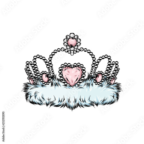 Crown vector. Painted diadem. Vector illustration for a greeting card, poster, or print on clothes.