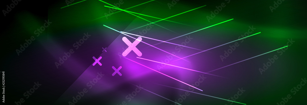 Fototapeta premium Abstract neon glowing light background. Dark background with lights. Abstract background with neon lights, night view.