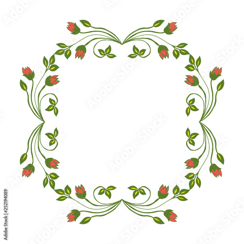 Vector illustration beautiful green leafy wreath frames with card hand drawn