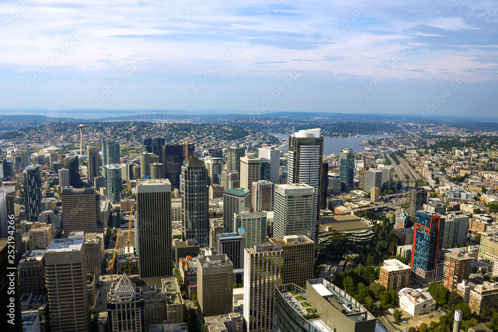 Seattle, USA, August 31, 2018: View of downtown Seattle.