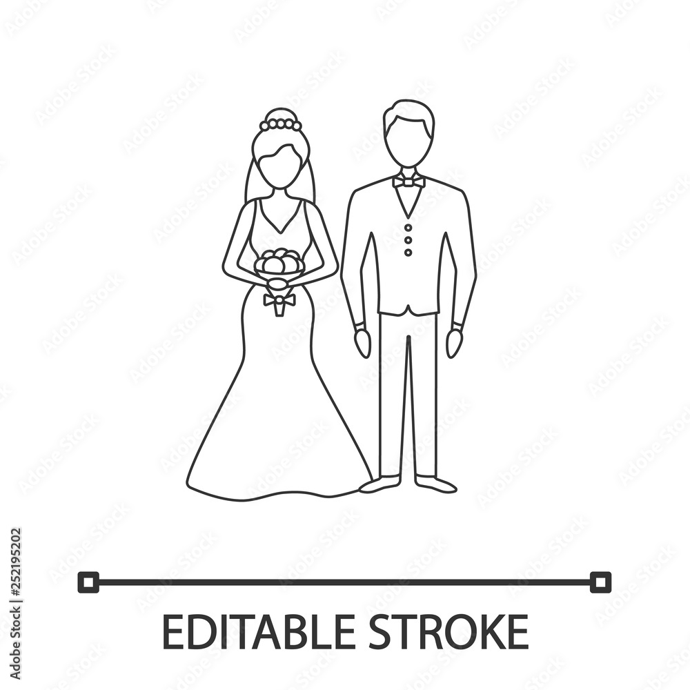 Bride and bridegroom linear icon Bride and bridegroom linear icon