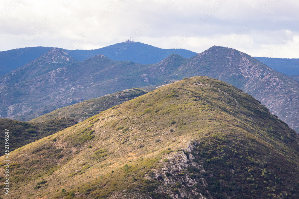 Panoramic view of mountains in Spain. Cloudy sky. Panoramic view of mountains in Spain. Cloudy sky.