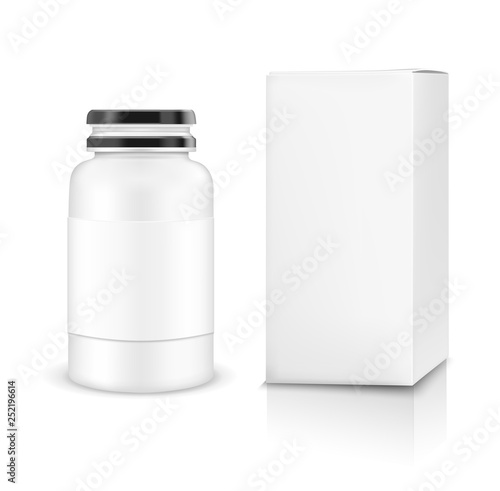 Vector plastic jar with white box for cosmetics and medicines