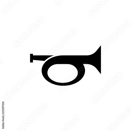 Bugle monochrome icon in trendy isolated on white background. vector illustration, EPS 10. vector