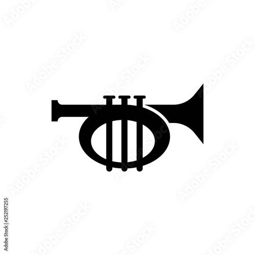 Bugle monochrome icon in trendy isolated on white background. vector illustration, EPS 10. vector