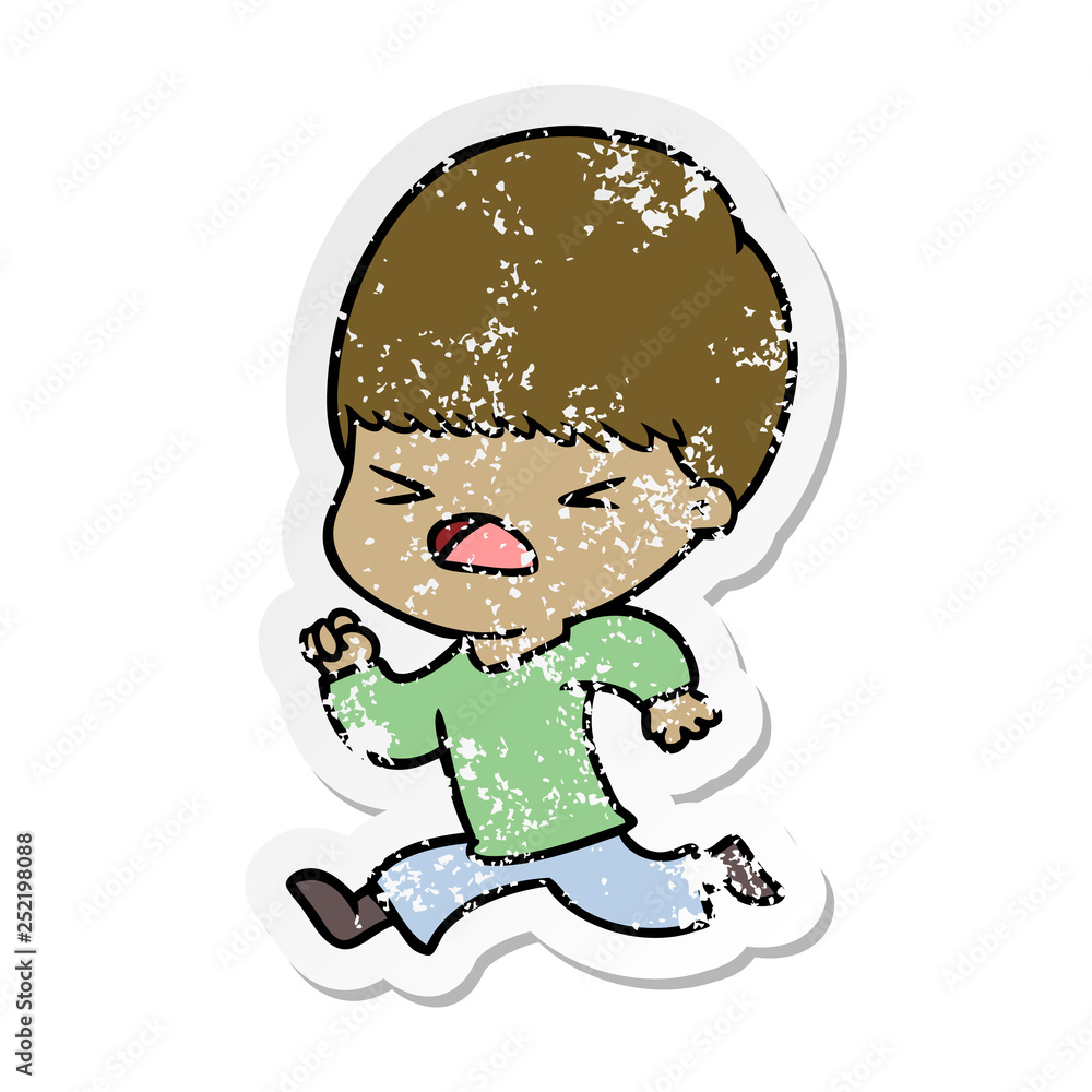 distressed sticker of a cartoon stressed man distressed sticker of a cartoon stressed man