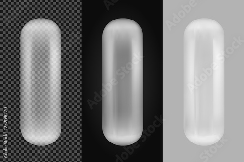 Transparent oval plastic capsule