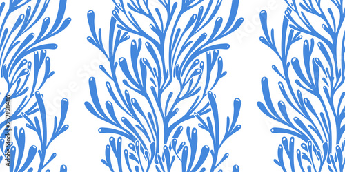 Tree branches or coral algae doodle linear seamless pattern.
