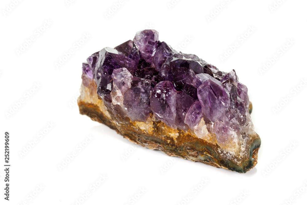 Amethyst Crystal Druse macro mineral on white background Amethyst Crystal Druse macro mineral on white background