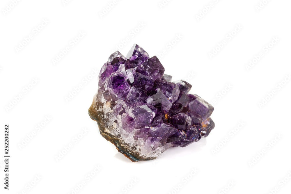 Amethyst Crystal Druse macro mineral on white background Amethyst Crystal Druse macro mineral on white background