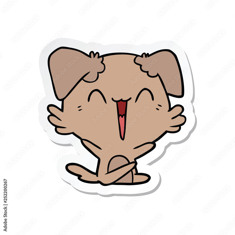 sticker of a happy little dog cartoon sticker of a happy little dog cartoon