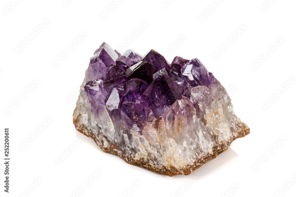 Amethyst Crystal Druse macro mineral on white background Amethyst Crystal Druse macro mineral on white background