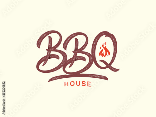 BBQ vector house script colored