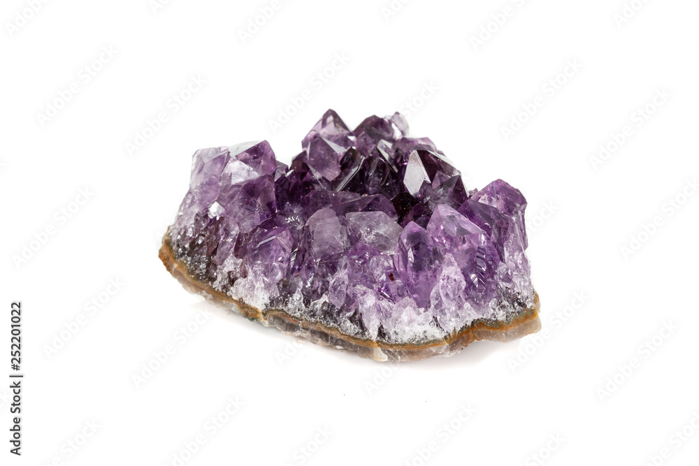 Amethyst Crystal Druse macro mineral on white background Amethyst Crystal Druse macro mineral on white background
