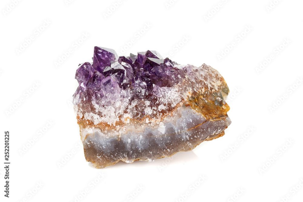 Amethyst Crystal Druse macro mineral on white background Amethyst Crystal Druse macro mineral on white background