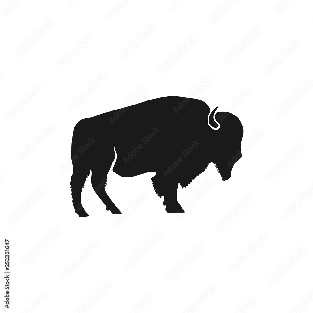 Buffalo icon silhouette. Retro letterpress effect. Bison black symbol pictogram isolated. Use for steak house logo, national park infographics, grill logotype. Stock Vector design Buffalo icon silhouette. Retro letterpress effect. Bison black symbol pictogram isolated. Use for steak house logo, national park infographics, grill logotype. Stock Vector design