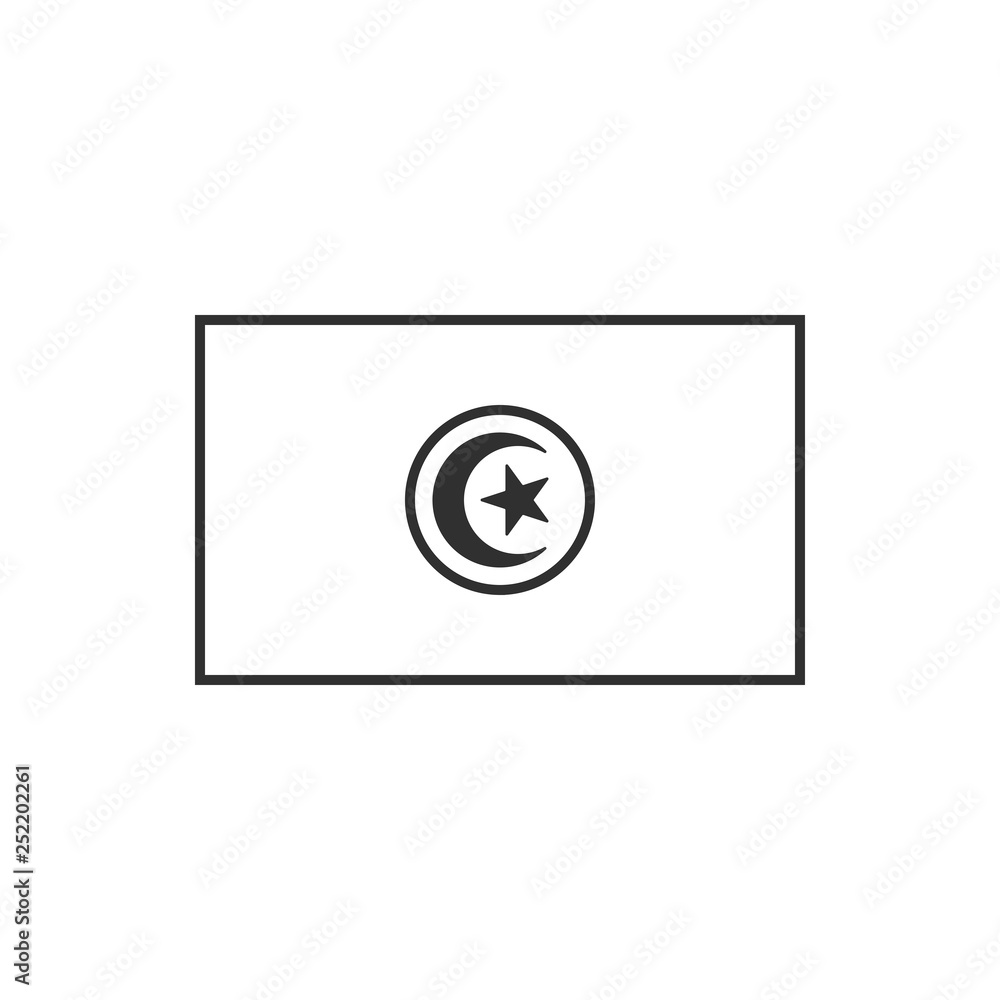Tunisia flag icon in black outline flat design. Independence day or National day holiday concept. Tunisia flag icon in black outline flat design. Independence day or National day holiday concept.