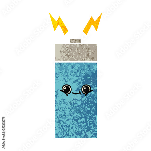 retro illustration style cartoon battery