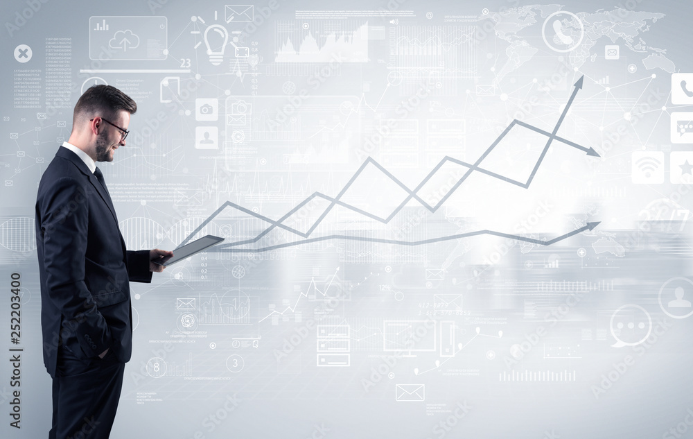 Adviser standing and presenting economical results of a global company
Adviser standing and presenting economical results of a global company