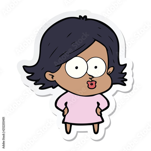 sticker of a cartoon girl pouting