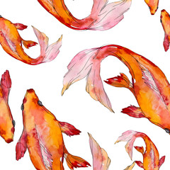 Wandcirkels Goudvis patronen Tropische goudvissen onderwater aquarelset  © LIGHTFIELD STUDIOS