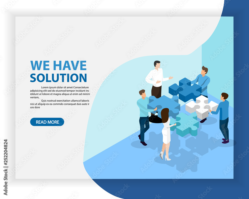 isometric business solution. jigsaw concept vector isometric business solution. jigsaw concept vector