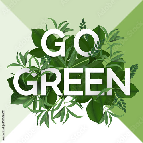 Go green day. ECO friendly Ecology concept. Vector illustration.
