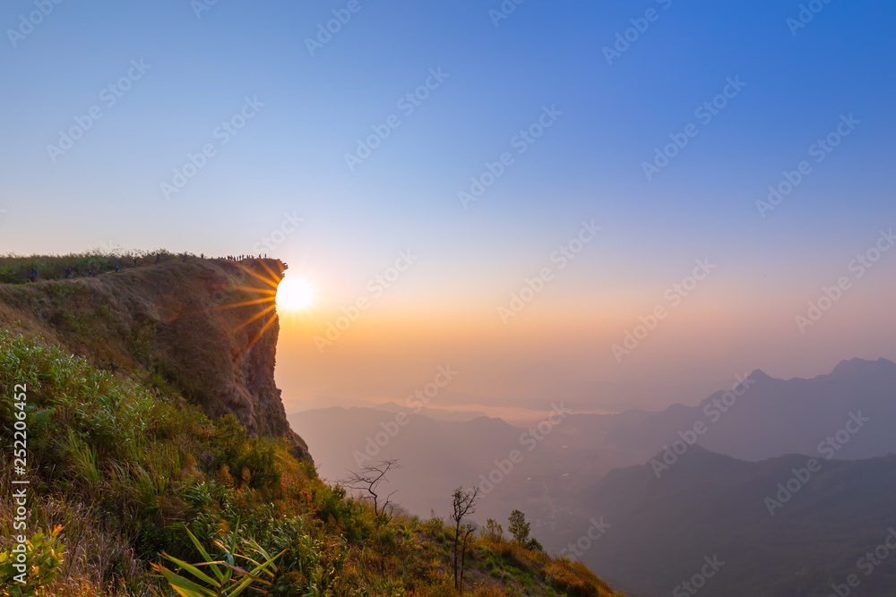 Beautiful landscape in the morning of Phu Chi Fa National Park. Chiang Rai , Thailand