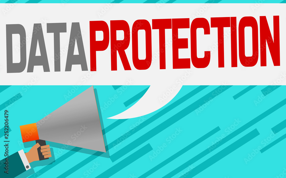 Megaphone with Data Protection speech bubble Megaphone with Data Protection speech bubble